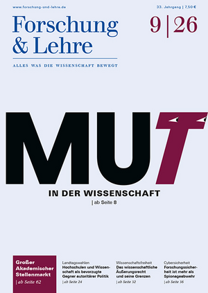 Cover der Zeitschrift Forschung und Lehre, Ausgabe 9/25, Titel Mut in der Wissenschaft